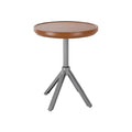 Modern Round Wooden Side Table with Metal Tripod Base